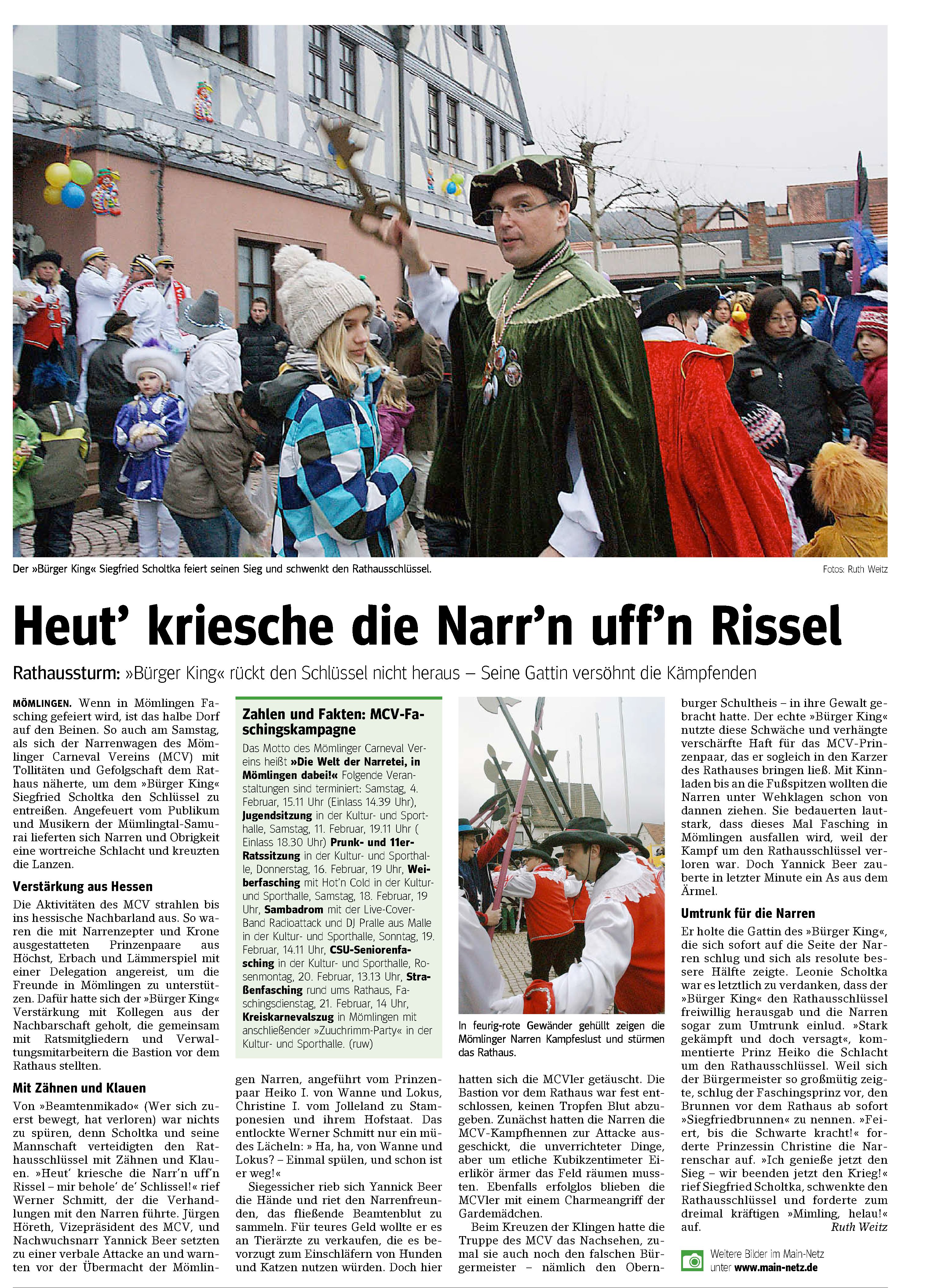 Main Echo Pressebericht Rathaussturm