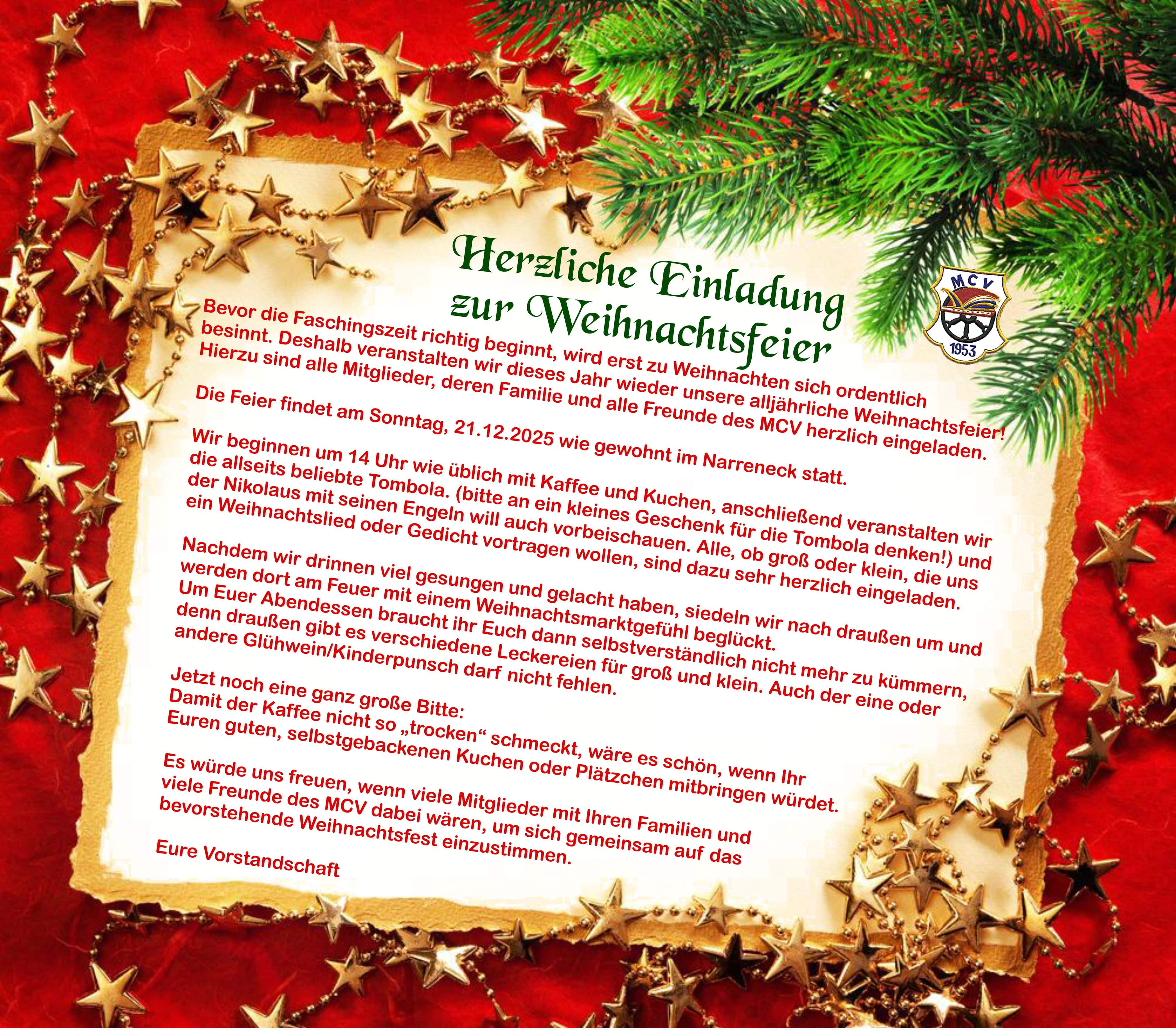 Einladung zur Weihnachtsfeier 2025